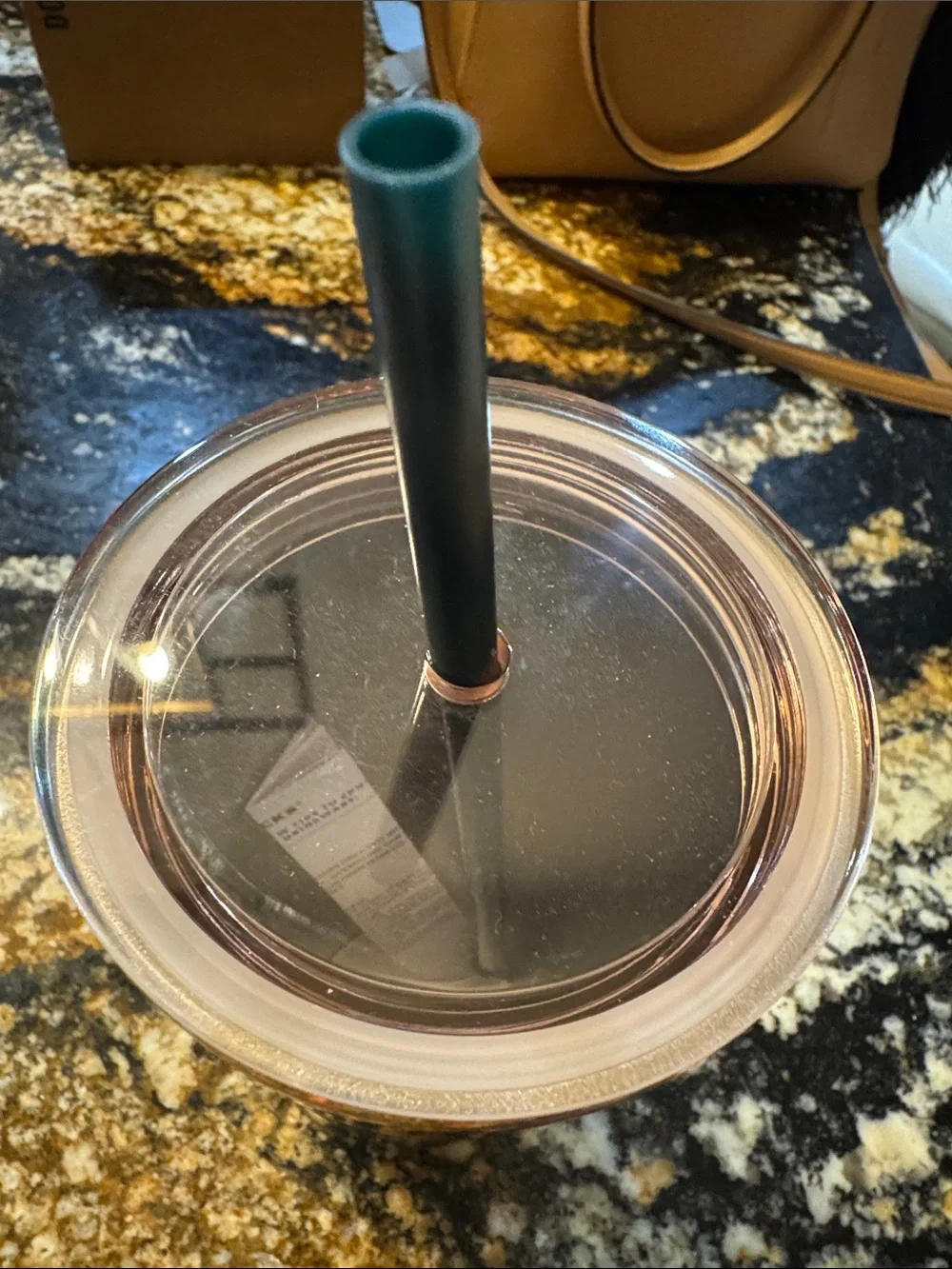 NEW 24oz‎ Starbucks Metallic Copper to green/Black Ombre Tumbler with Straw
